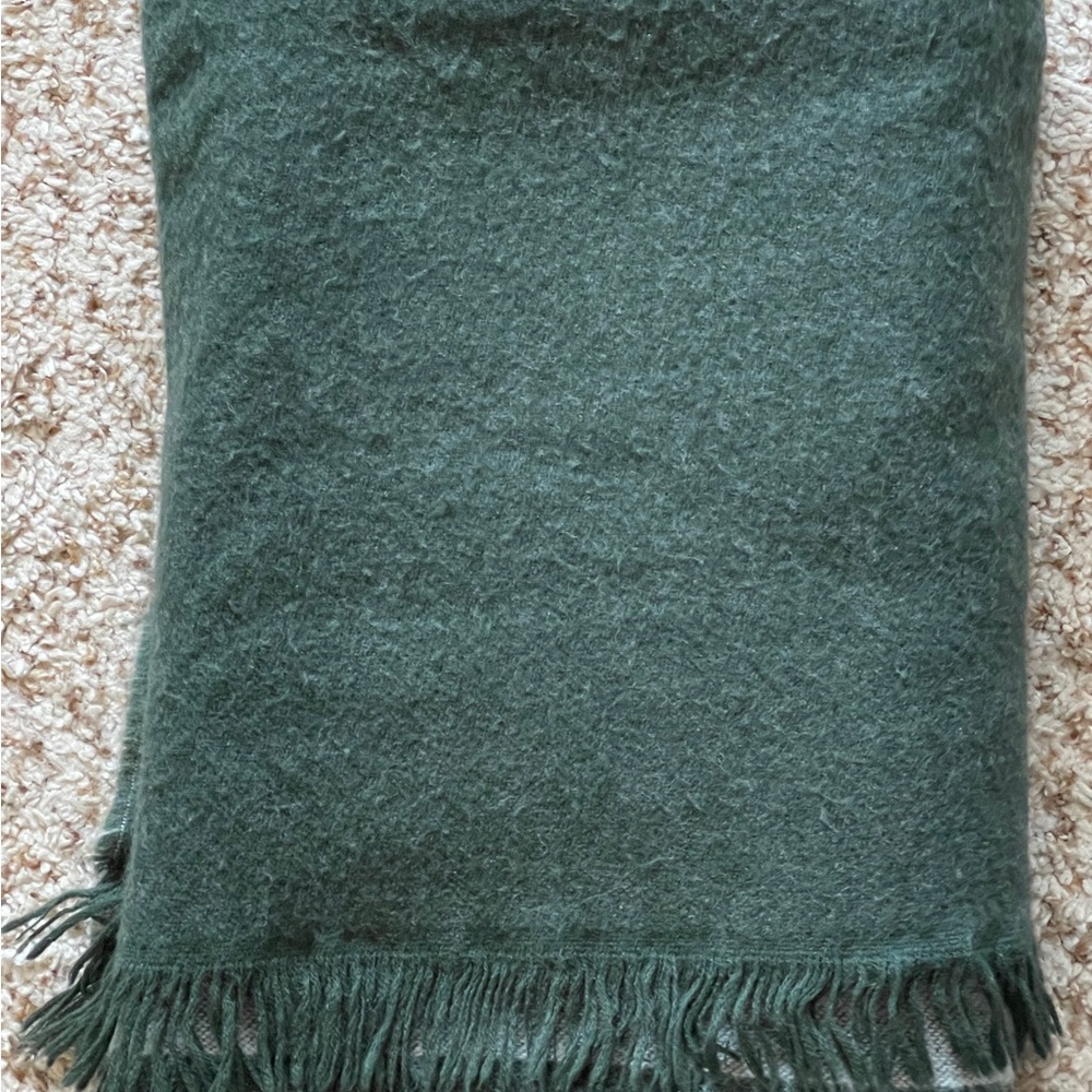 Hearth & Hand Green Throw Blanket Fringe Cozy Farmhouse Magnolia 48 X 64 - Picture 2 of 7